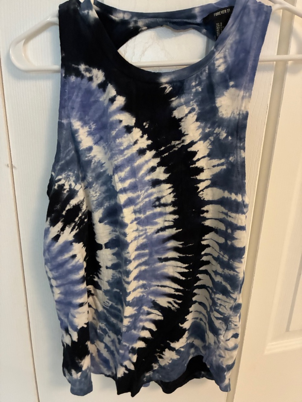 Forever 21 Black, Blue & White Tie-Dye Sleeveless Top